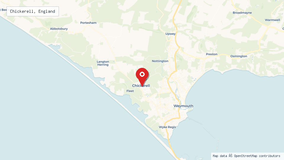 Street map of Chickerell, England with location pin