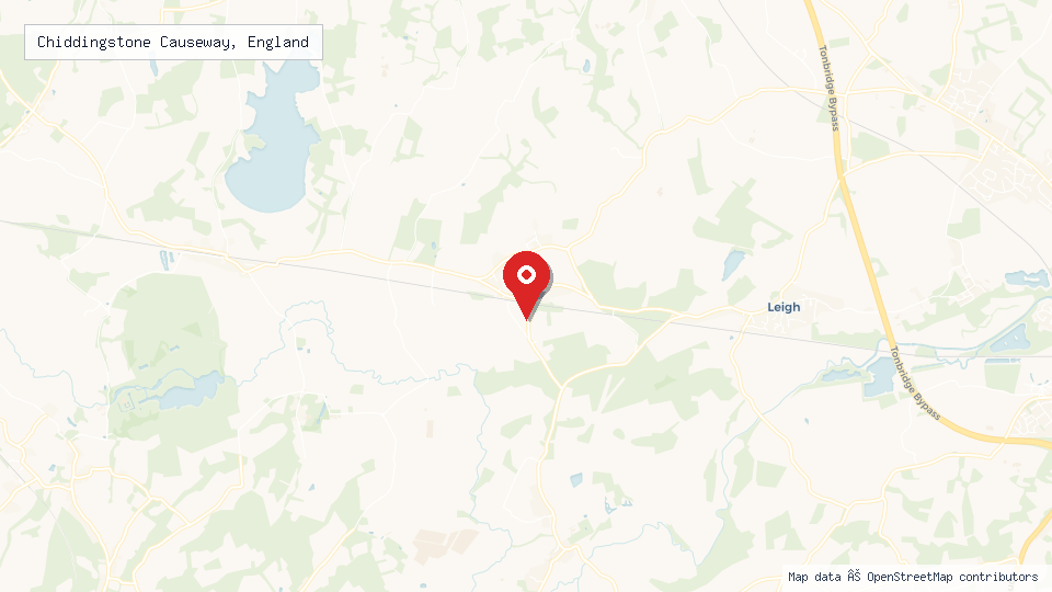 Street map of Chiddingstone Causeway, England with location pin