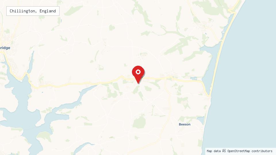 Street map of Chillington, England with location pin
