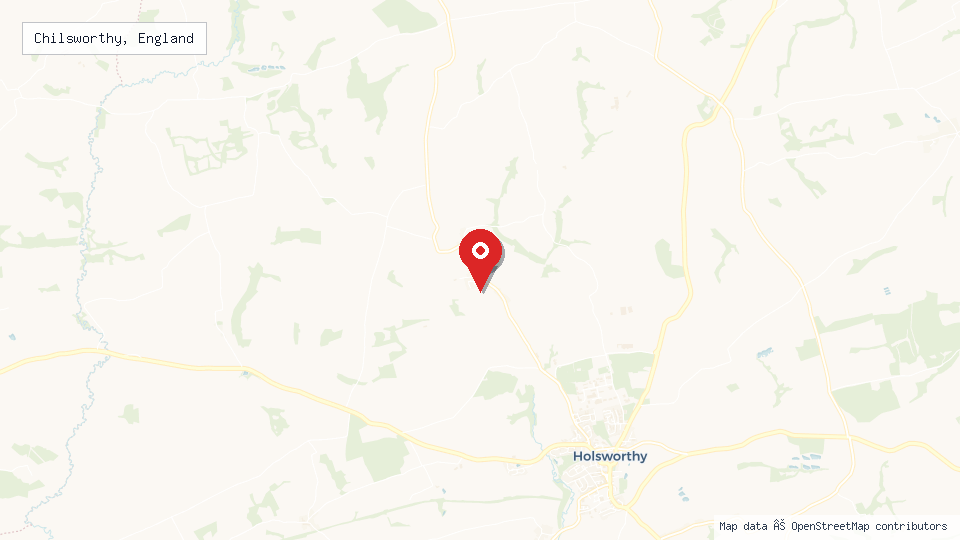 Street map of Chilsworthy, England with location pin
