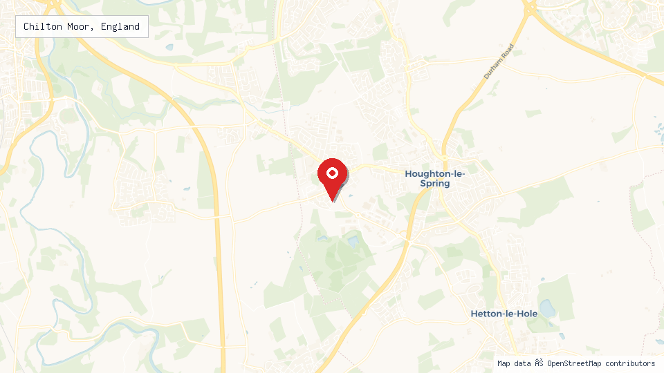 Street map of Chilton Moor, England with location pin