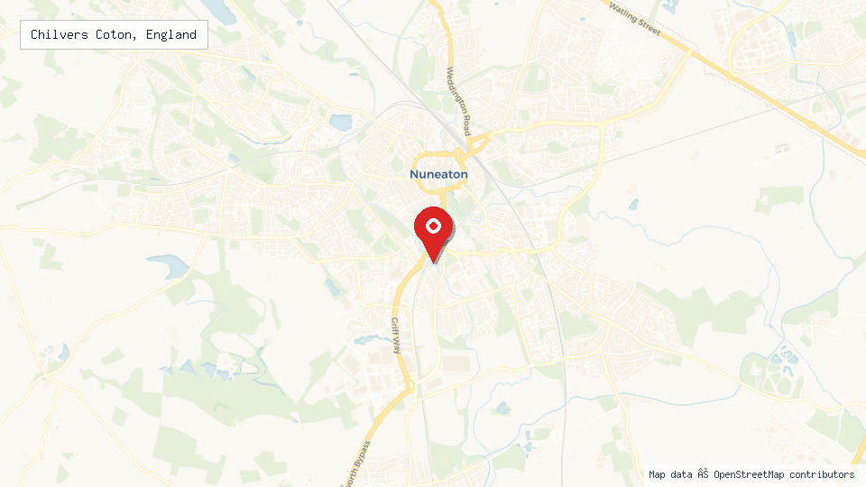 Street map of Chilvers Coton, England with location pin