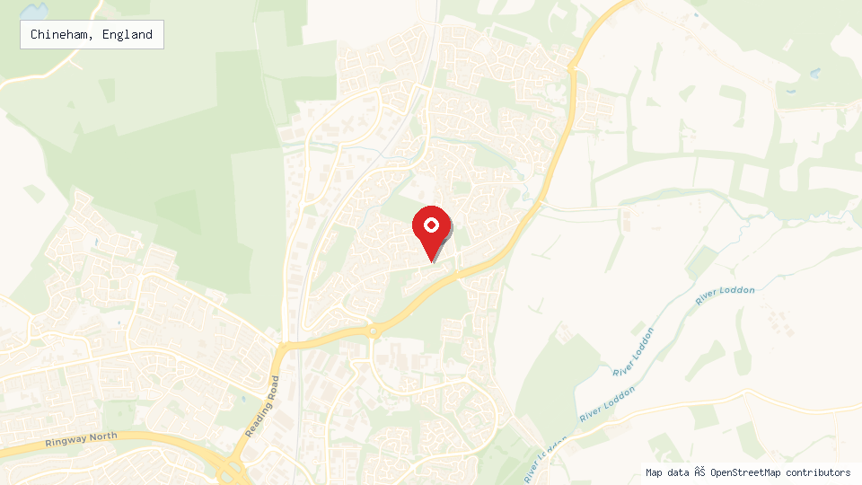 Street map of Chineham, England with location pin
