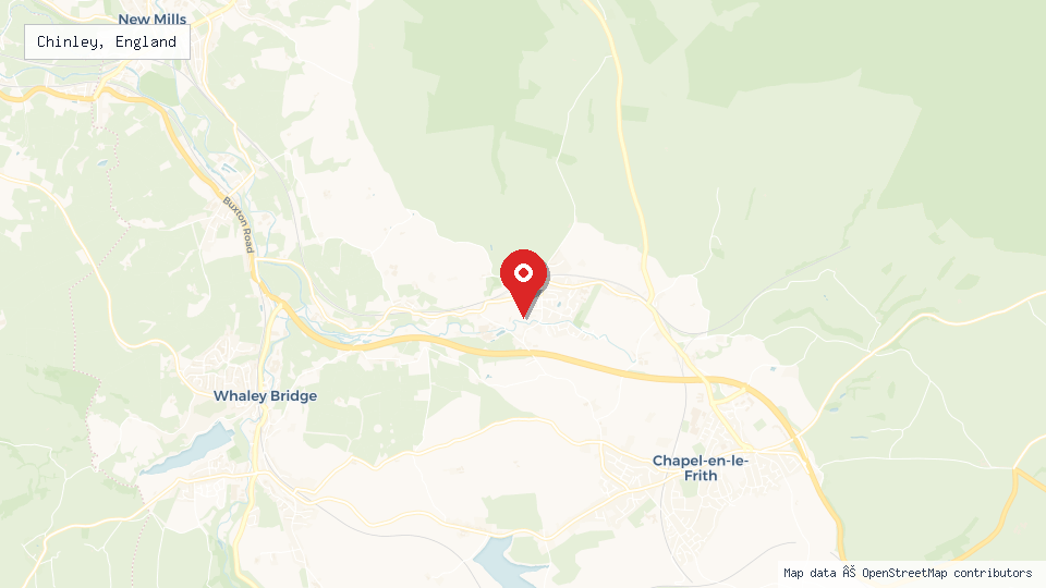 Street map of Chinley, England with location pin