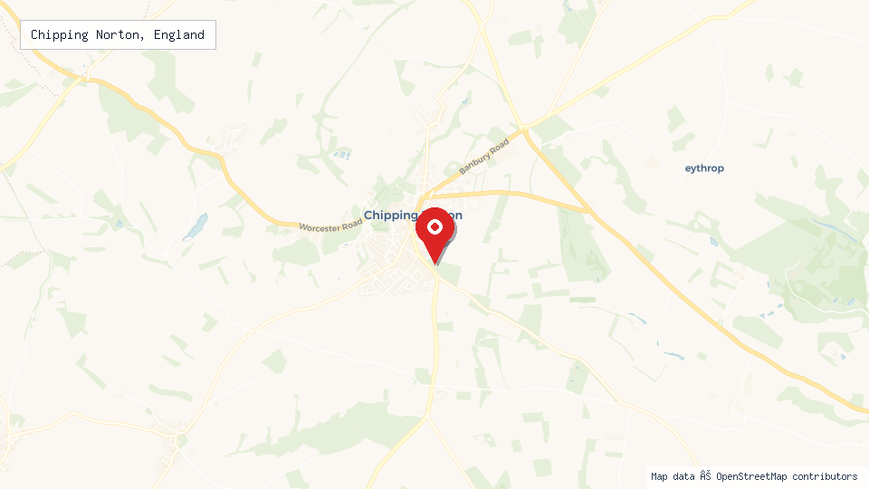 Street map of Chipping Norton, England with location pin