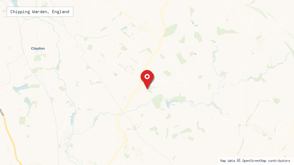 Street map of Chipping Warden, England with location pin