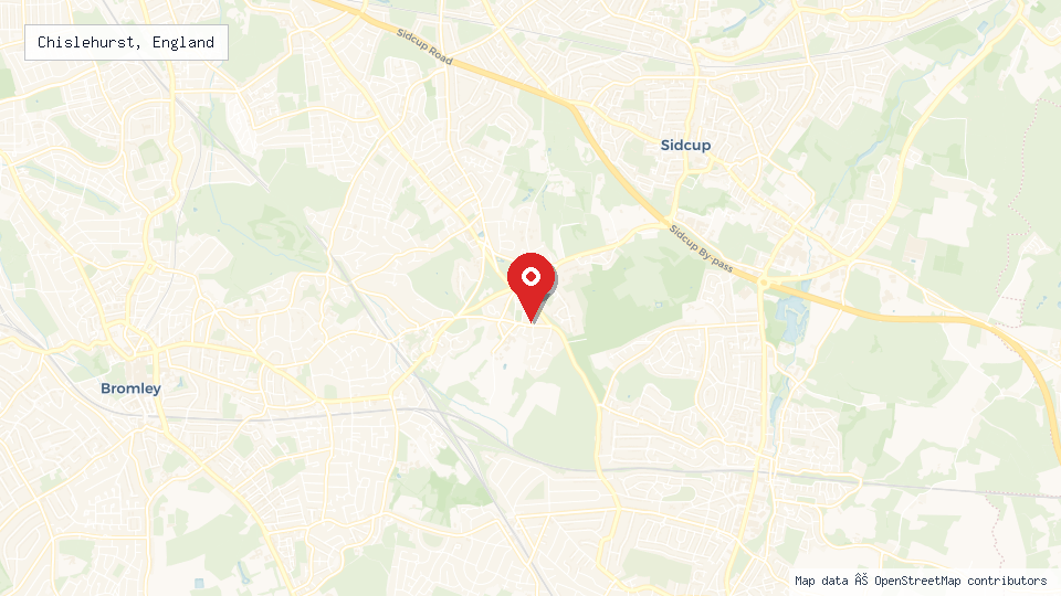 Street map of Chislehurst, England with location pin