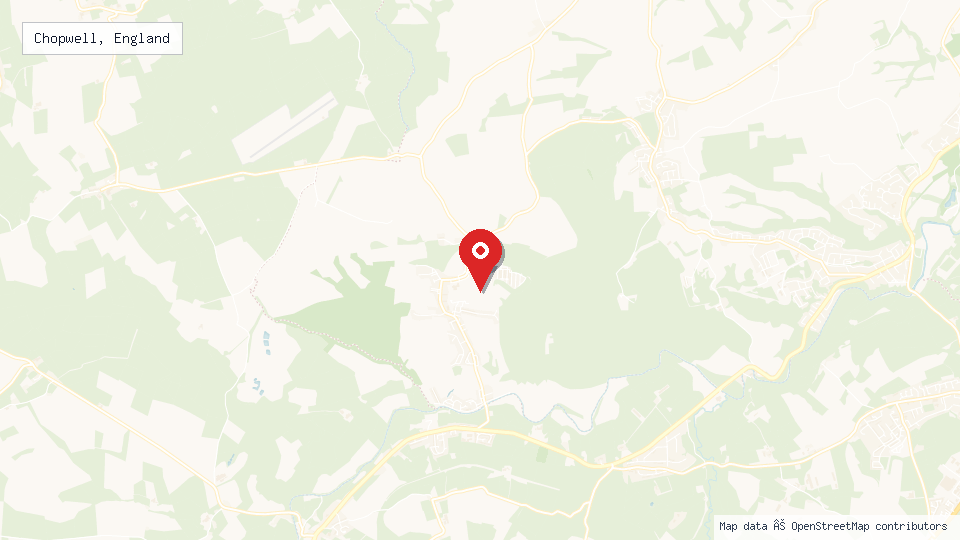 Street map of Chopwell, England with location pin