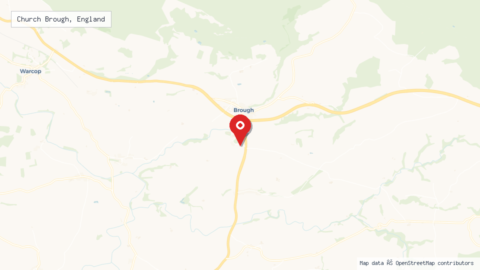 Street map of Church Brough, England with location pin