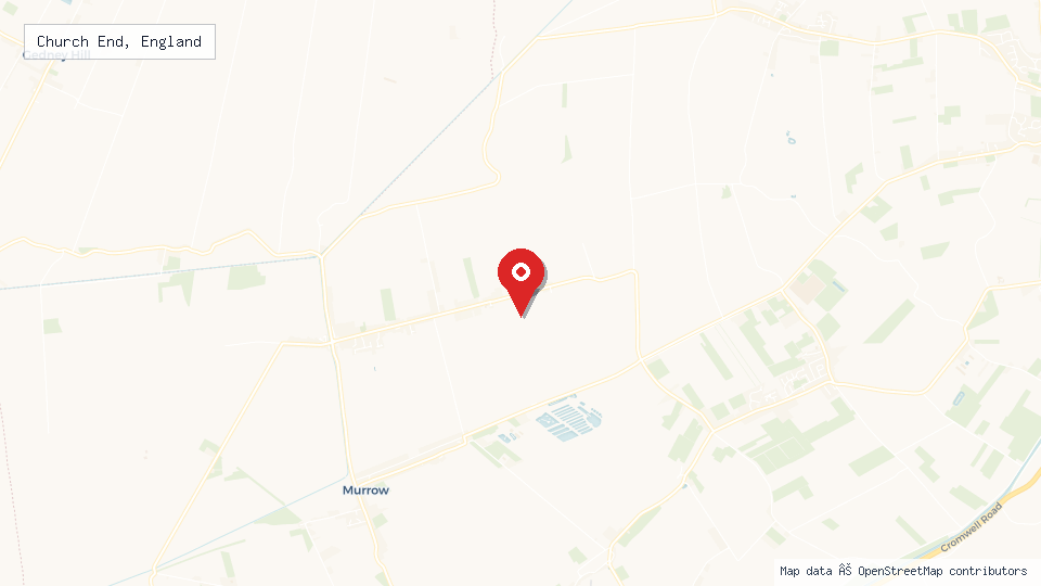 Street map of Church End, England with location pin