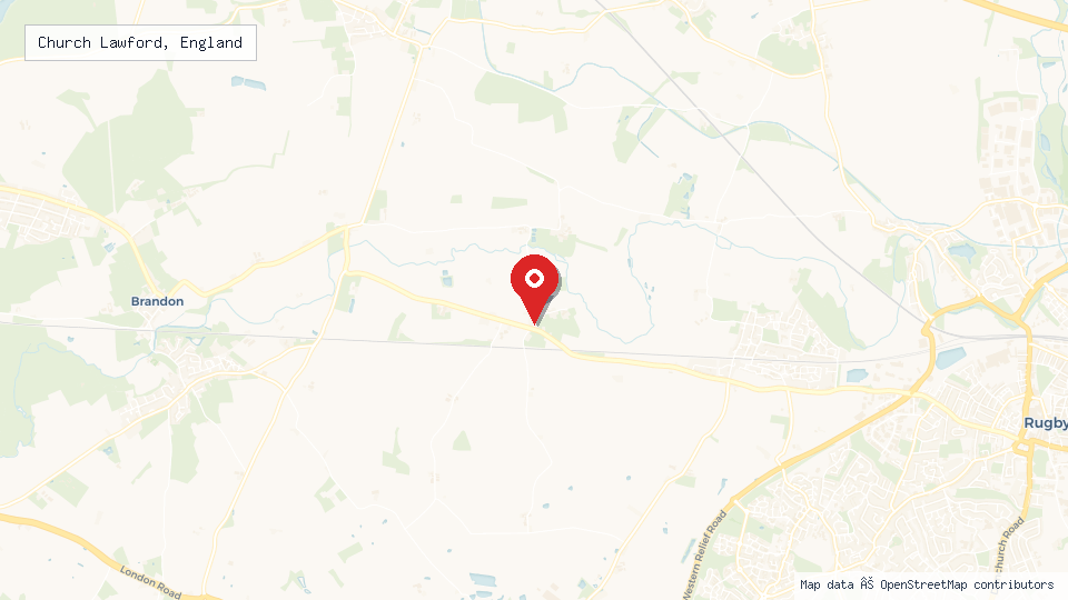 Street map of Church Lawford, England with location pin