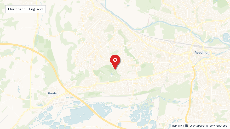 Street map of Churchend, England with location pin