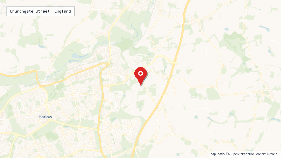 Street map of Churchgate Street, England with location pin