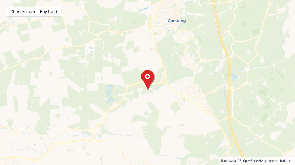 Street map of Churchtown, England with location pin
