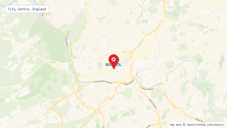 Street map of City Centre, England with location pin