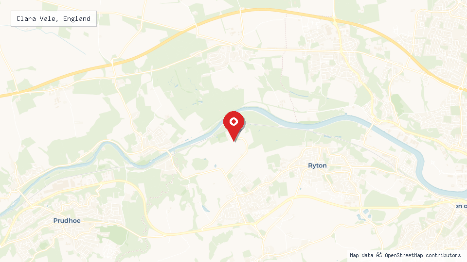 Street map of Clara Vale, England with location pin