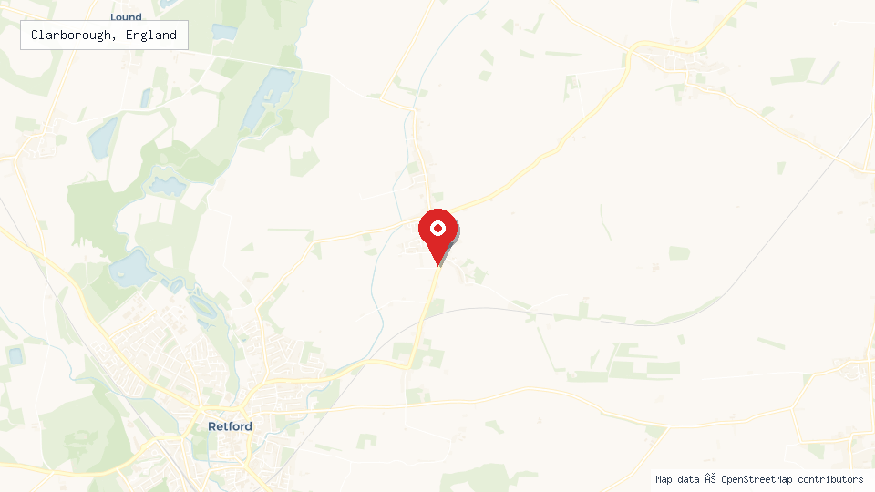 Street map of Clarborough, England with location pin