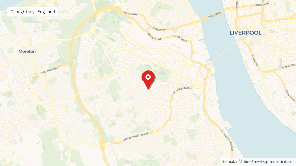 Street map of Claughton, England with location pin