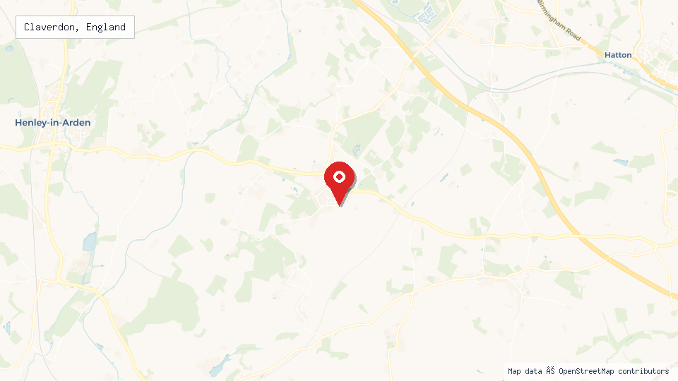 Street map of Claverdon, England with location pin