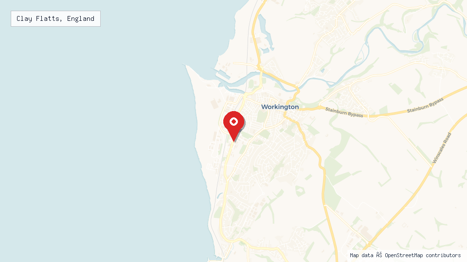 Street map of Clay Flatts, England with location pin