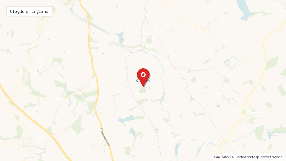 Street map of Claydon, England with location pin