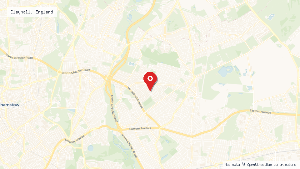 Street map of Clayhall, England with location pin