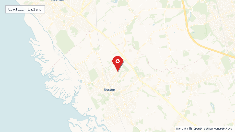 Street map of Clayhill, England with location pin