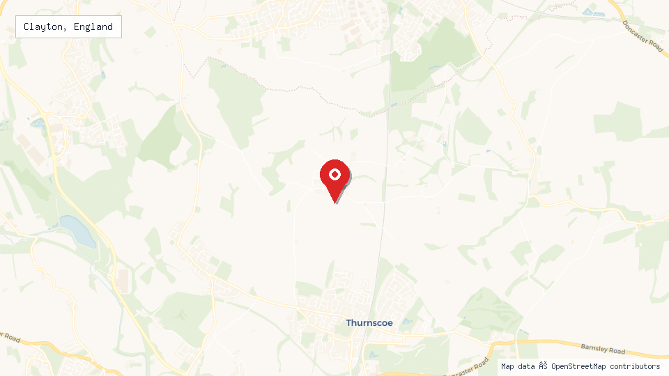 Street map of Clayton, England with location pin