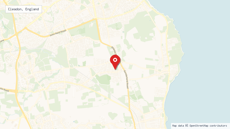 Street map of Cleadon, England with location pin