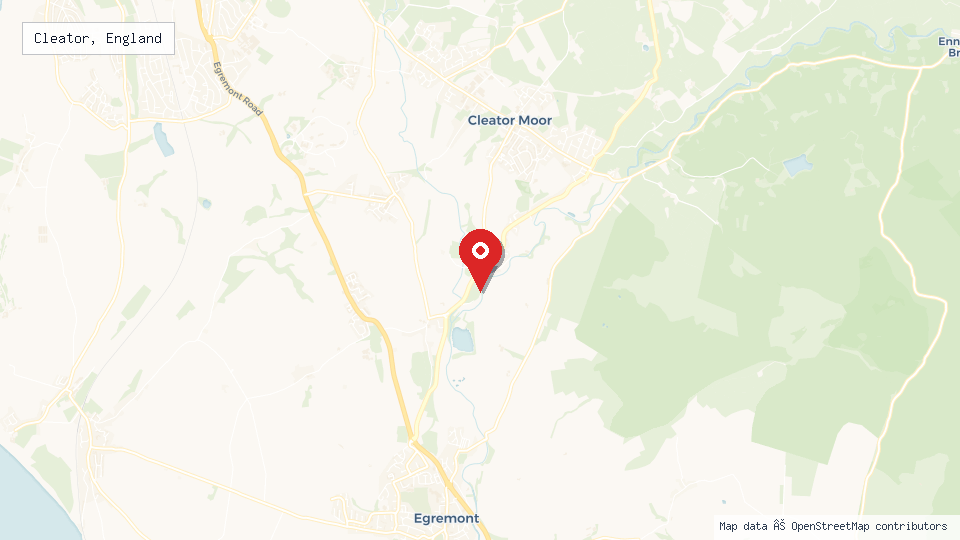 Street map of Cleator, England with location pin