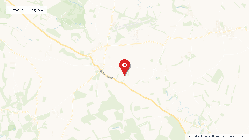 Street map of Cleveley, England with location pin