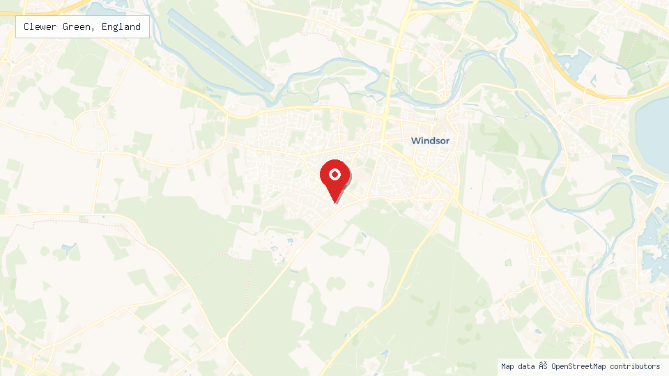 Street map of Clewer Green, England with location pin