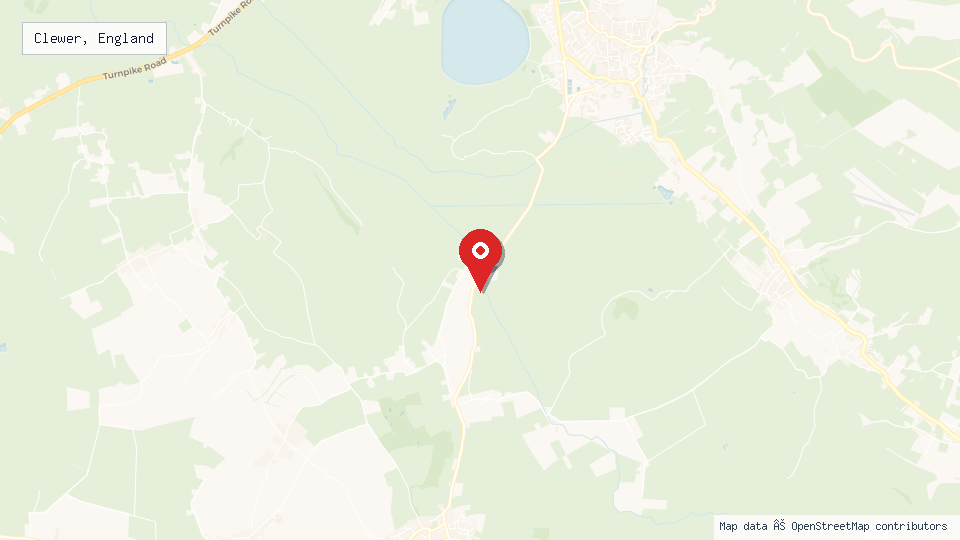 Street map of Clewer, England with location pin