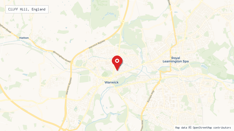 Street map of Cliff Hill, England with location pin