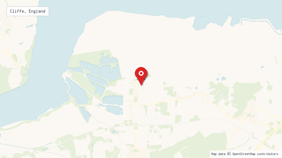 Street map of Cliffe, England with location pin