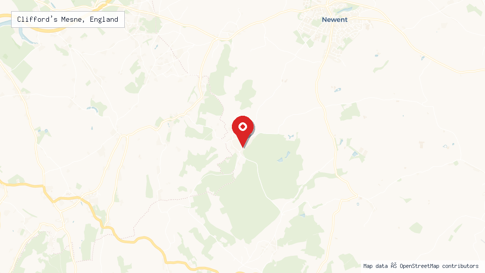 Street map of Clifford's Mesne, England with location pin