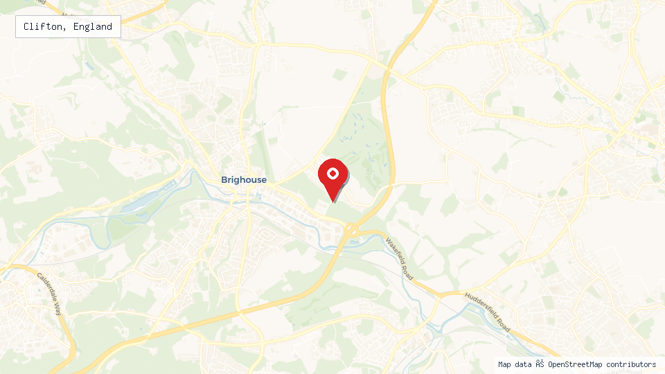 Street map of Clifton, England with location pin