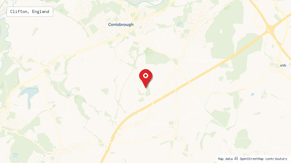 Street map of Clifton, England with location pin