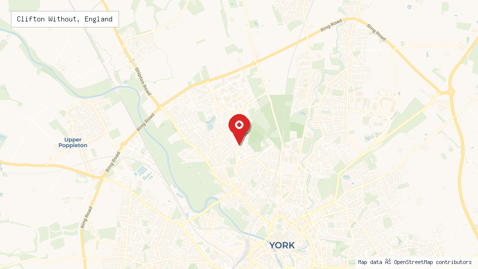 Street map of Clifton Without, England with location pin