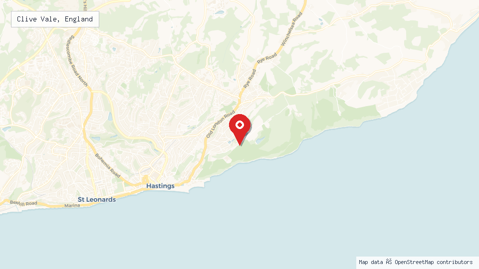 Street map of Clive Vale, England with location pin