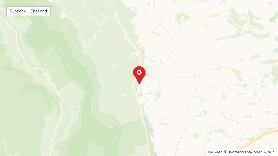 Street map of Clodock, England with location pin