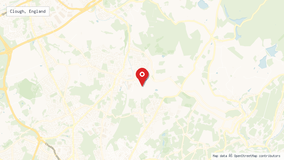 Street map of Clough, England with location pin