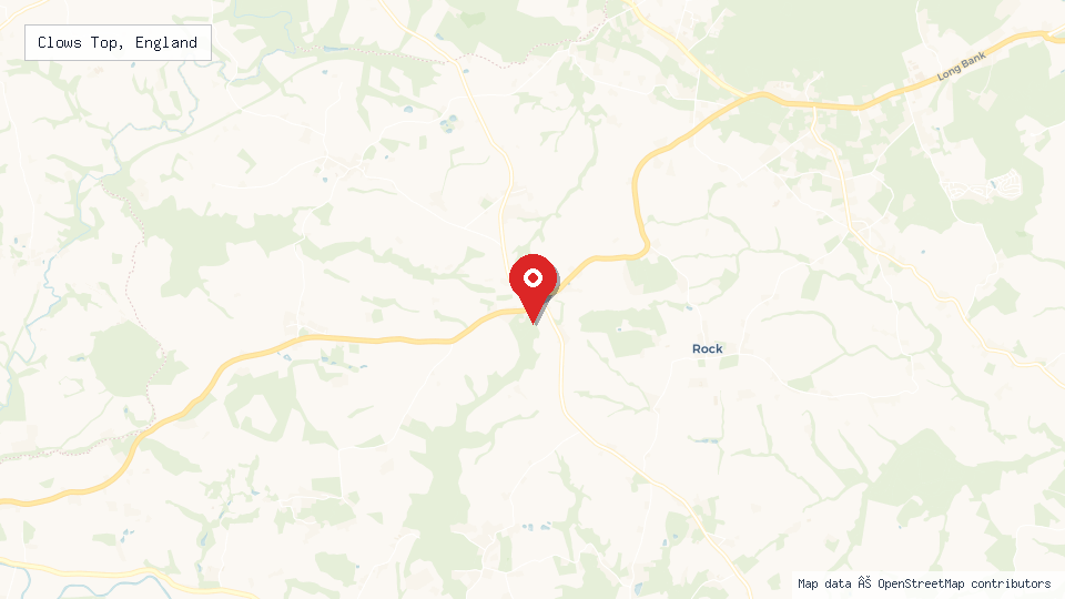 Street map of Clows Top, England with location pin