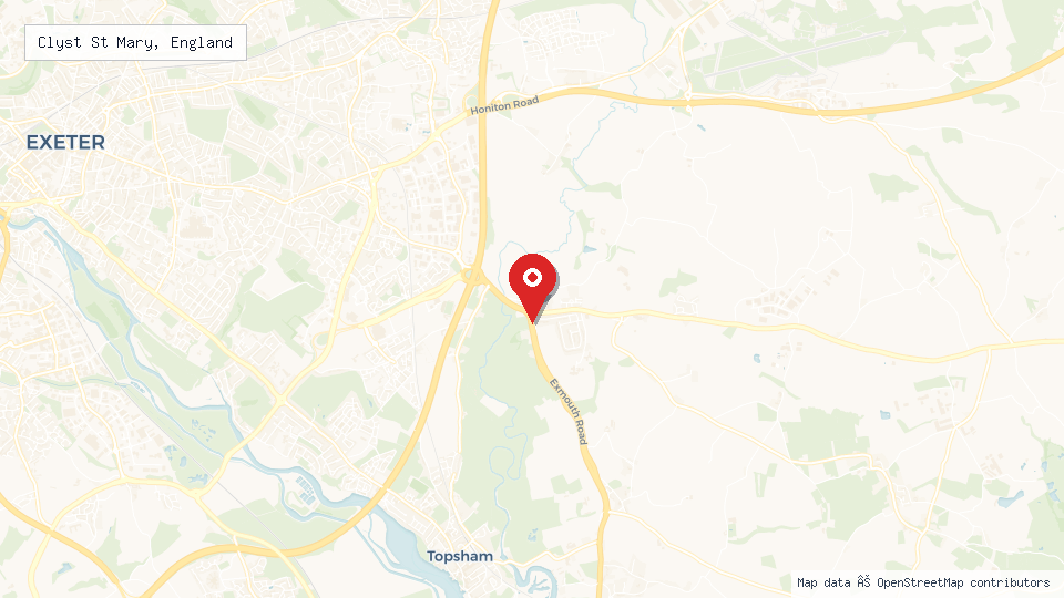 Street map of Clyst St Mary, England with location pin