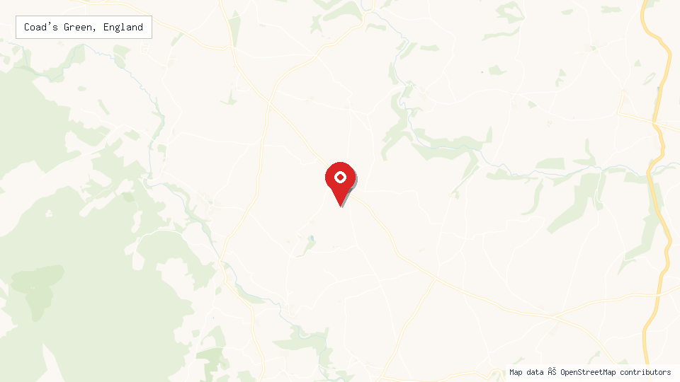 Street map of Coad's Green, England with location pin