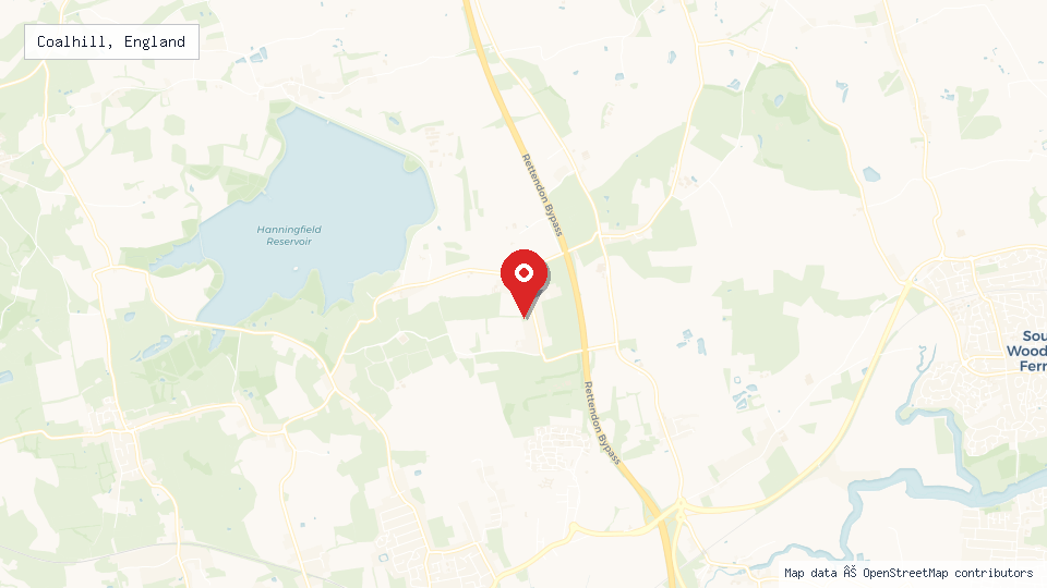 Street map of Coalhill, England with location pin