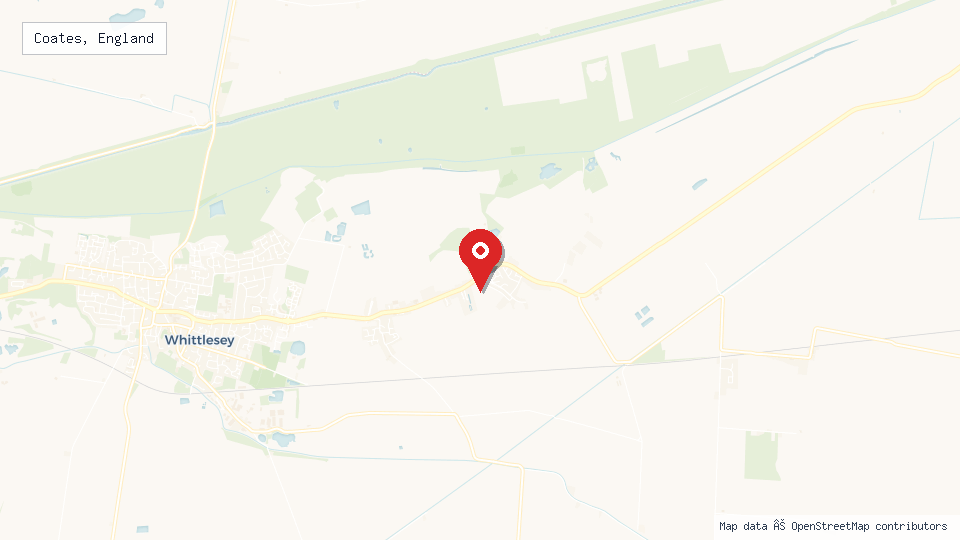 Street map of Coates, England with location pin
