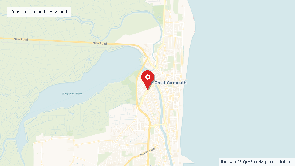 Street map of Cobholm Island, England with location pin