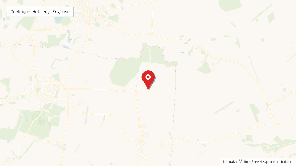 Street map of Cockayne Hatley, England with location pin