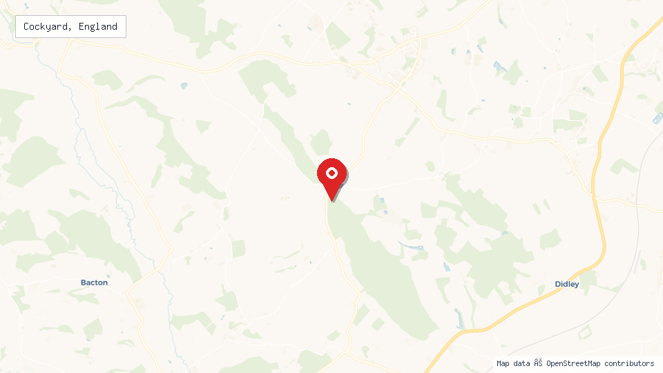 Street map of Cockyard, England with location pin